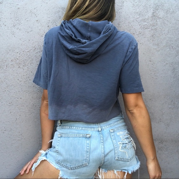 Repurposed Nike Hoodie Distressed Crop Tee - Picture 6 of 6